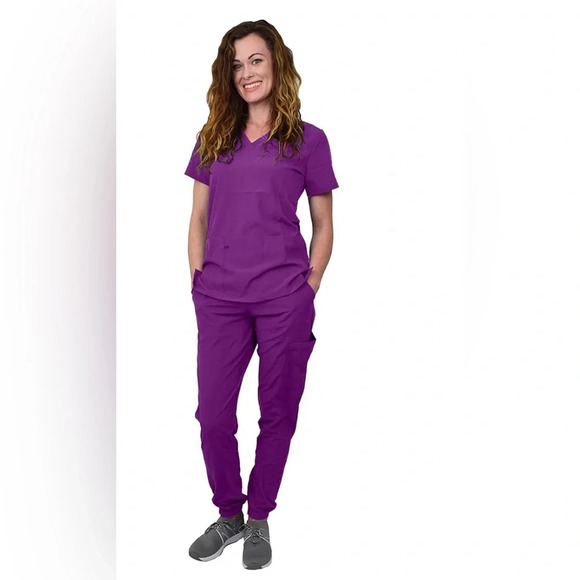 Sz M GT Performance Womens Medical Nursing Jogger Scrub Set Lotus NWT - Picture 1 of 8